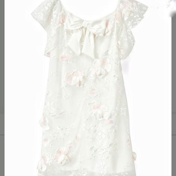 NWT ivory floral accent flutter sleeve dress 4T - Picture 3 of 4